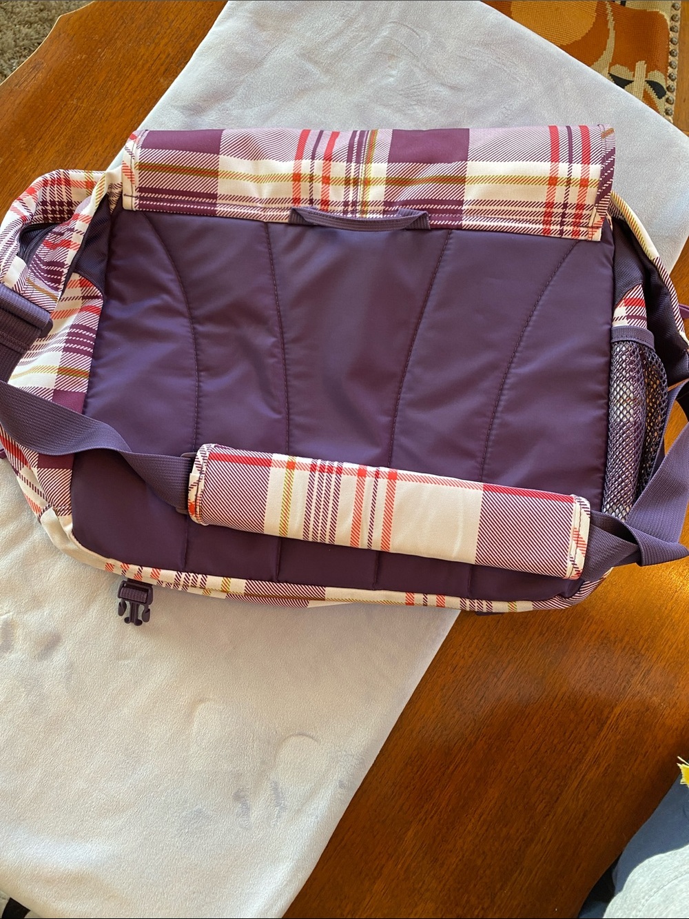 Jansport Purple Plaid Laptop Messenger Bag - Picture 9 of 12